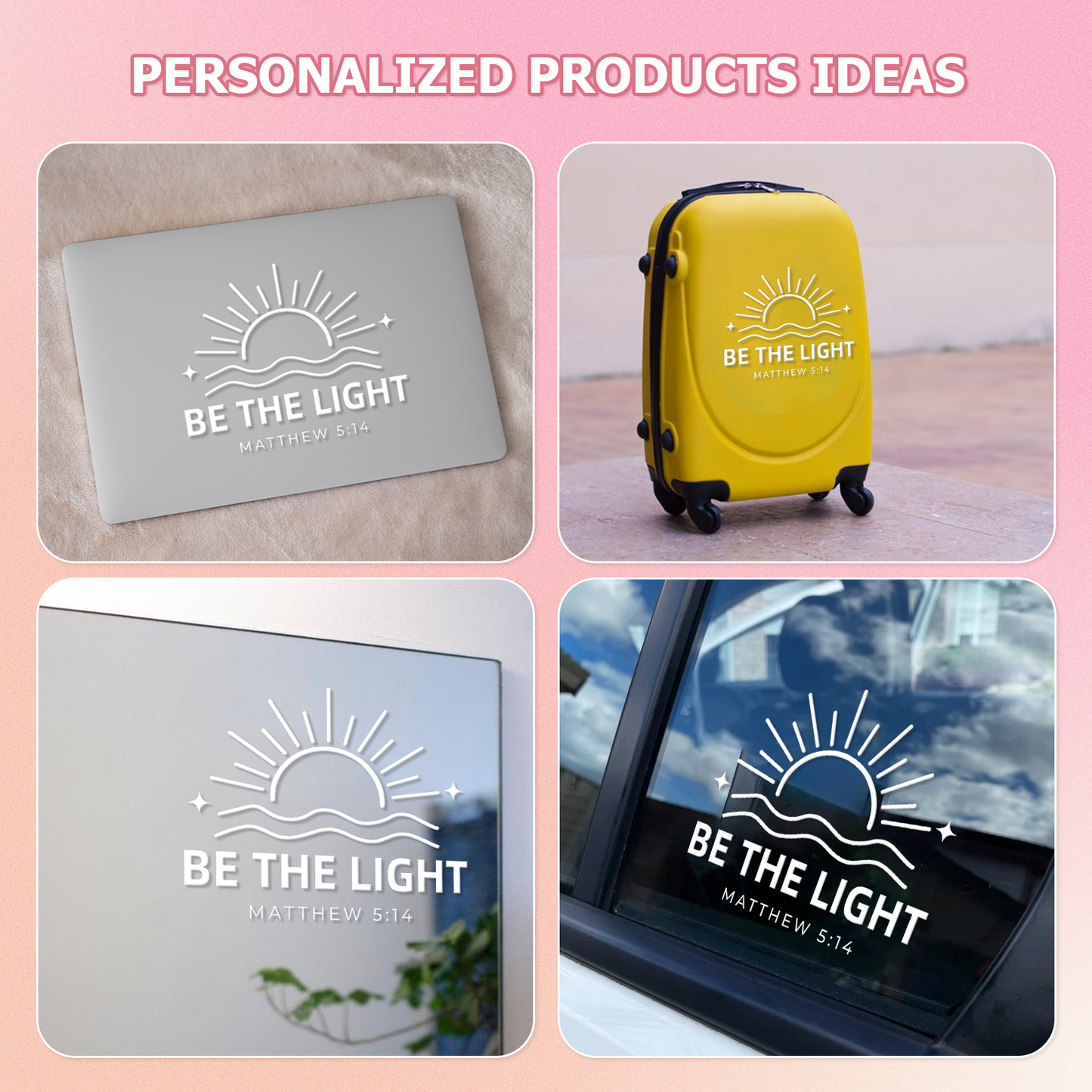 "Be The Light" Christian Cross Car Decal