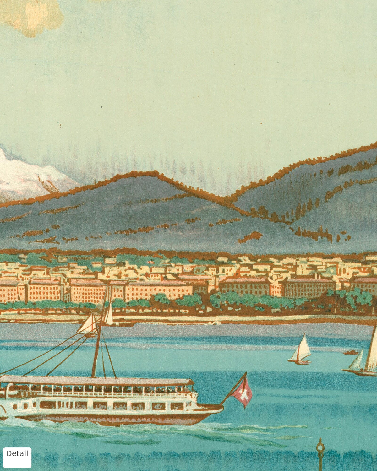 Close-up detail of the Geneva vintage travel poster (1926)