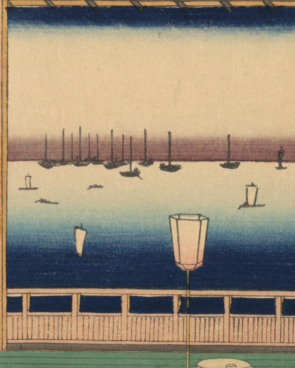 Close-up detail of Moon-Viewing Point by Hiroshige (1857) Japanese woodblock print