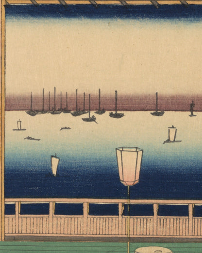Close-up detail of Moon-Viewing Point by Hiroshige (1857) Japanese woodblock print