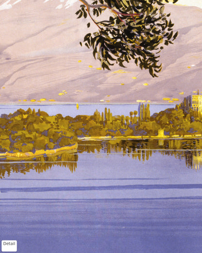 Close-up detail of the Lake Garda vintage travel poster (1924)