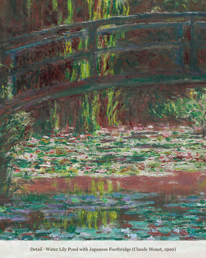 Close-up detail of Monet's Japanese footbridge over the water lily pond at Giverny