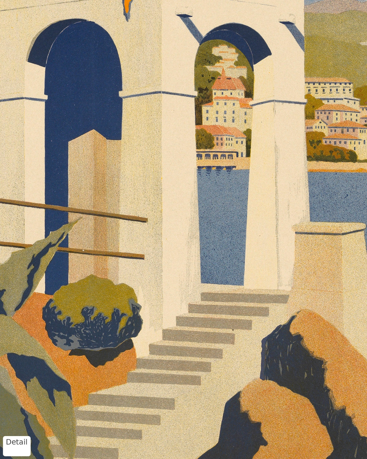 Close-up detail of the Opatija vintage travel poster (1911)