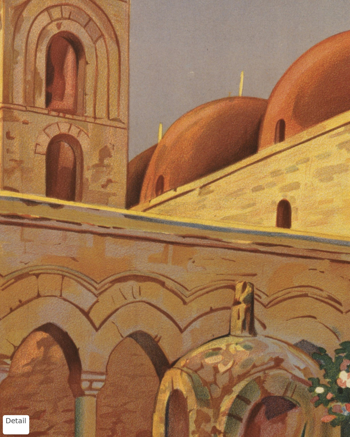 Close-up detail of the Palermo vintage travel poster (1920)