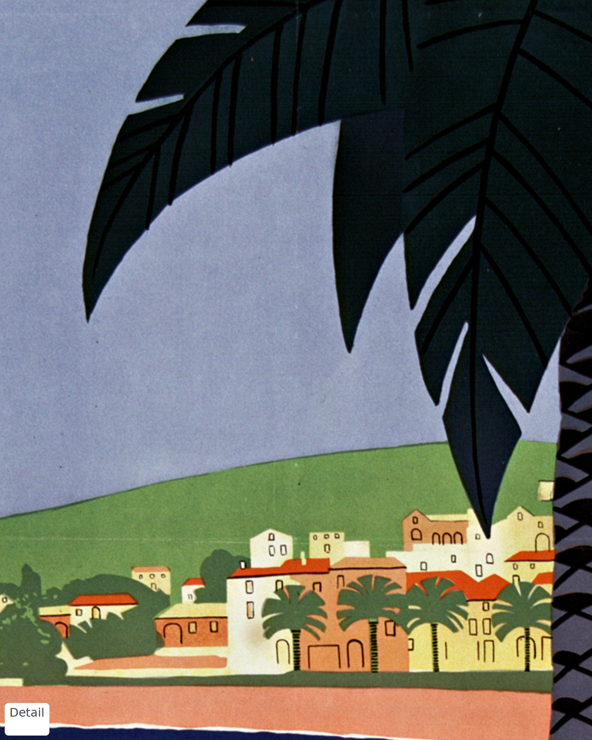 Close-up detail of the Sainte-Maxime vintage travel poster (1928)