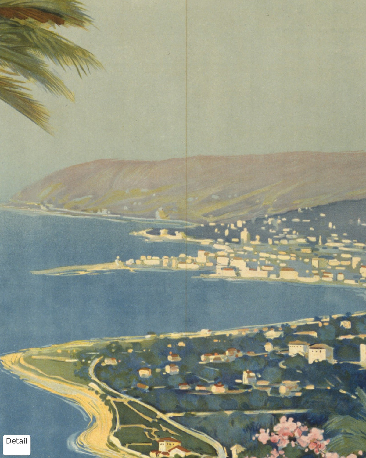 Close-up detail of the Sanremo vintage travel poster (1920)