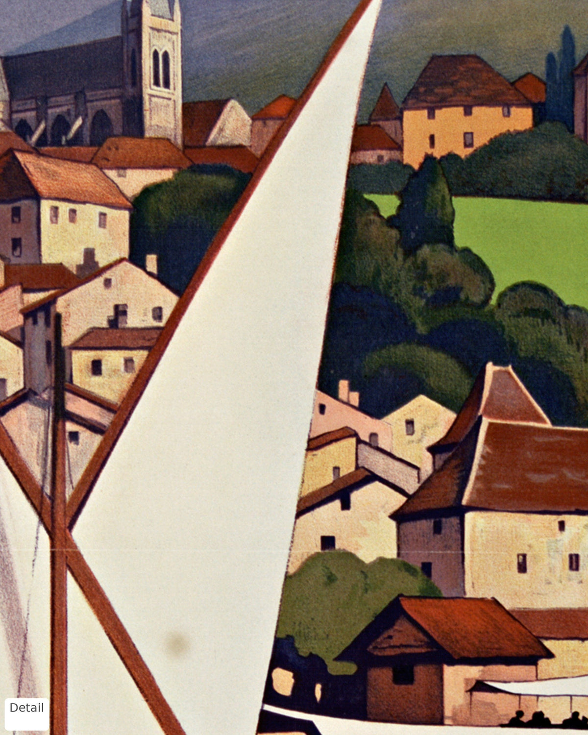 Close-up detail of the Thonon-les-Bains vintage travel poster (1929)