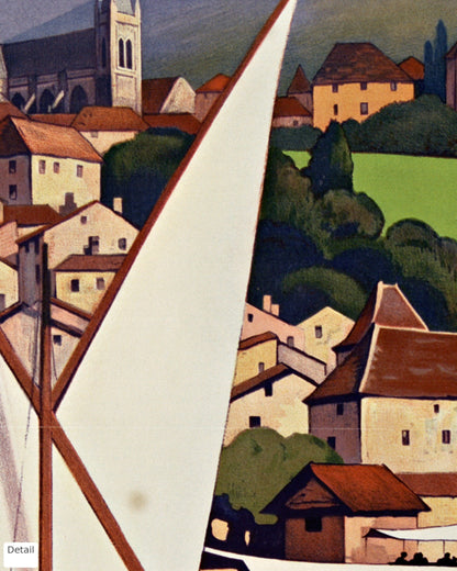 Close-up detail of the Thonon-les-Bains vintage travel poster (1929)