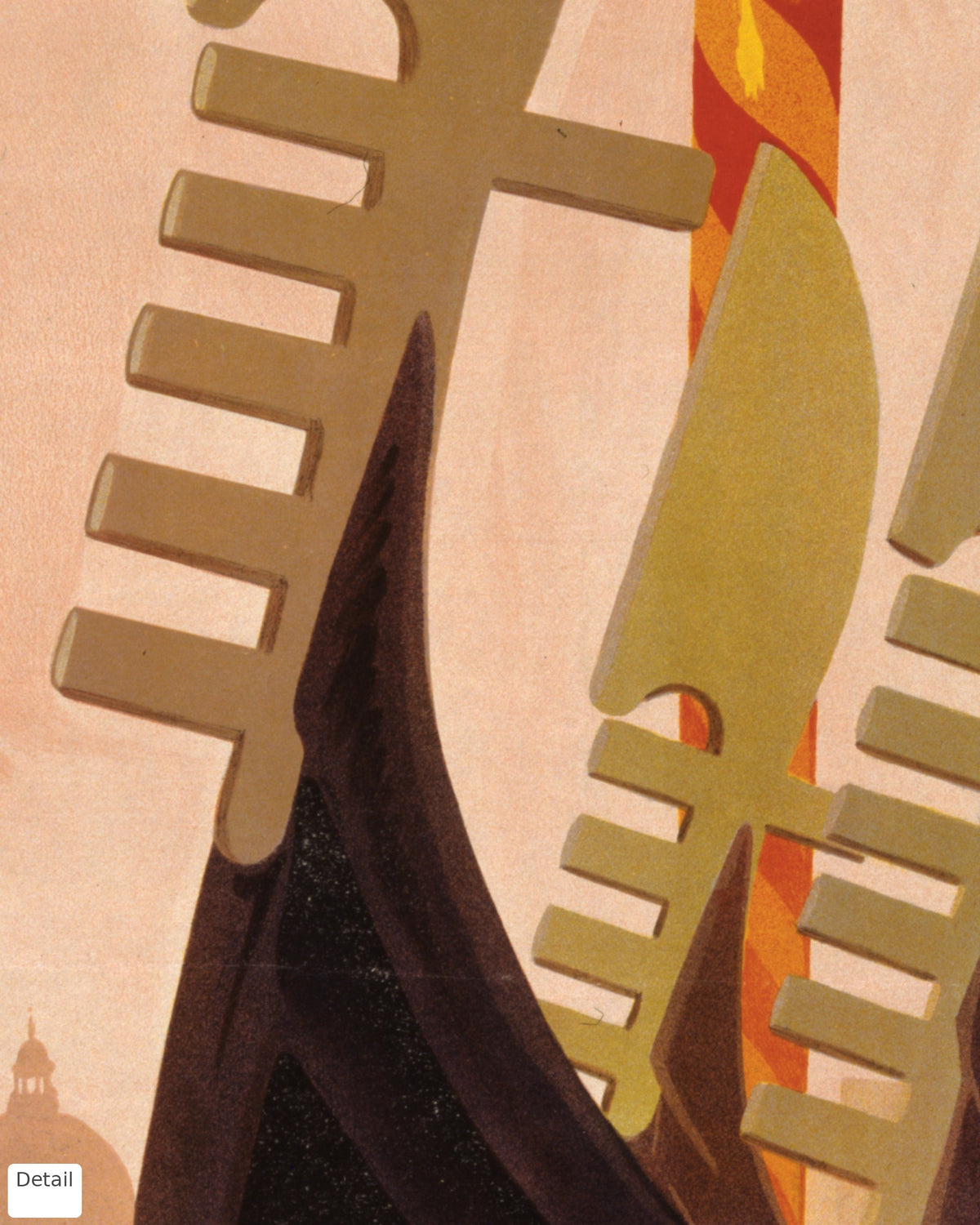 Close-up detail of the Venice vintage travel poster (1920)