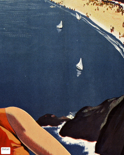 Close-up detail of the Villers-sur-Mer vintage travel poster (1920s)