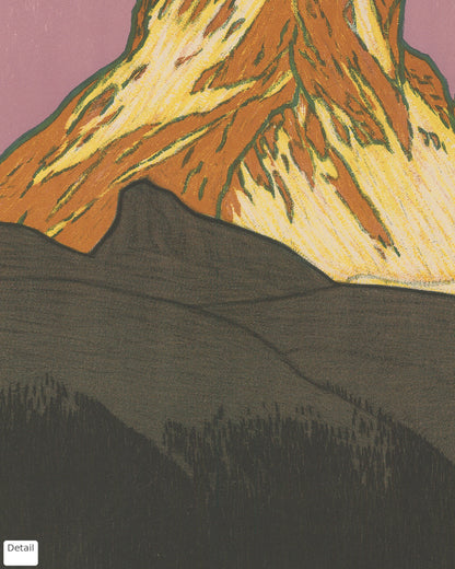 Close-up detail of the Zermatt vintage travel poster (1908)