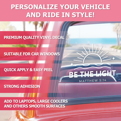 "Be The Light" Christian Cross Car Decal