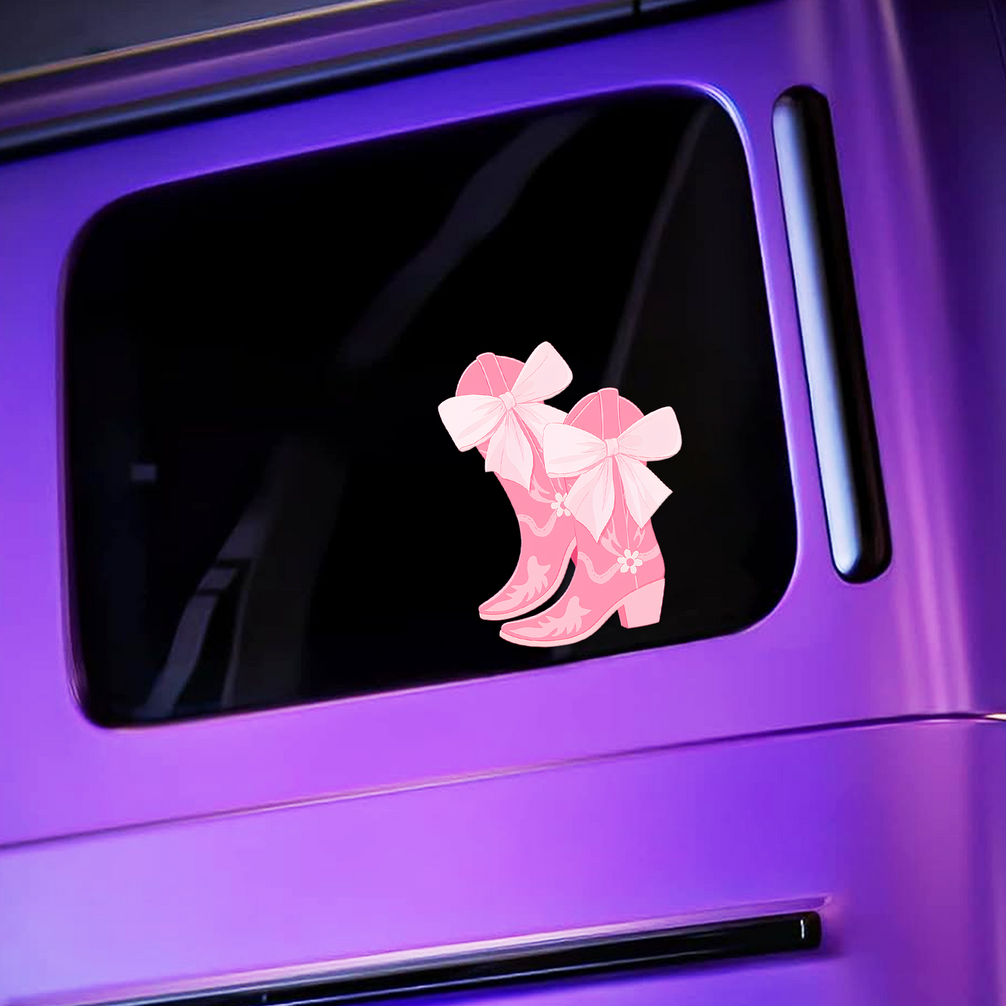 Flower Boots Car Decal — Cute Pink Bow Vinyl Sticker