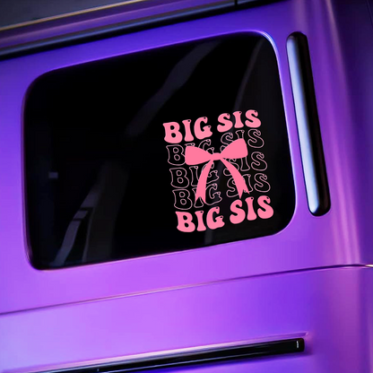 "Big Sis" Pink Bow Car Decal — Girly Vinyl Sticker