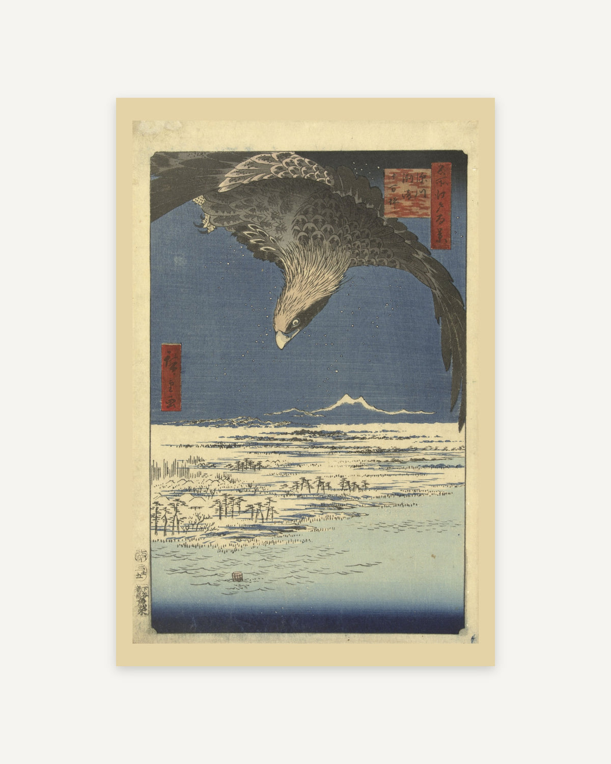 Eagle over the Snowy Plain by Hiroshige (1857) - print 3 of the set of 3