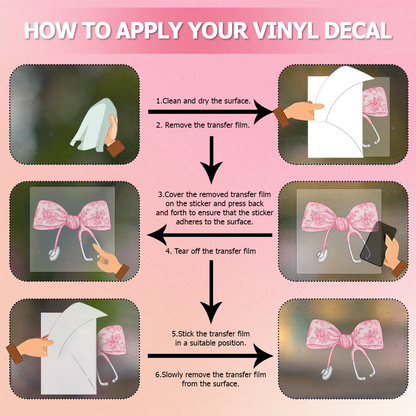 Nurse Bow Car Decal — Pink Girly Vinyl Sticker