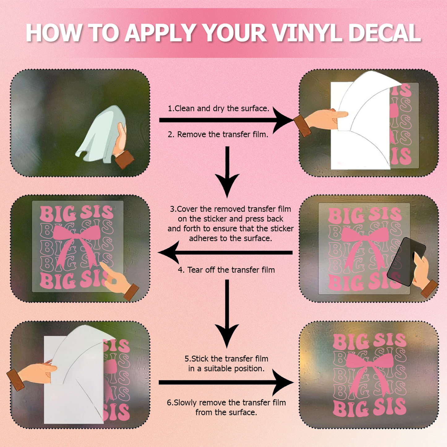 "Big Sis" Pink Bow Car Decal — Girly Vinyl Sticker