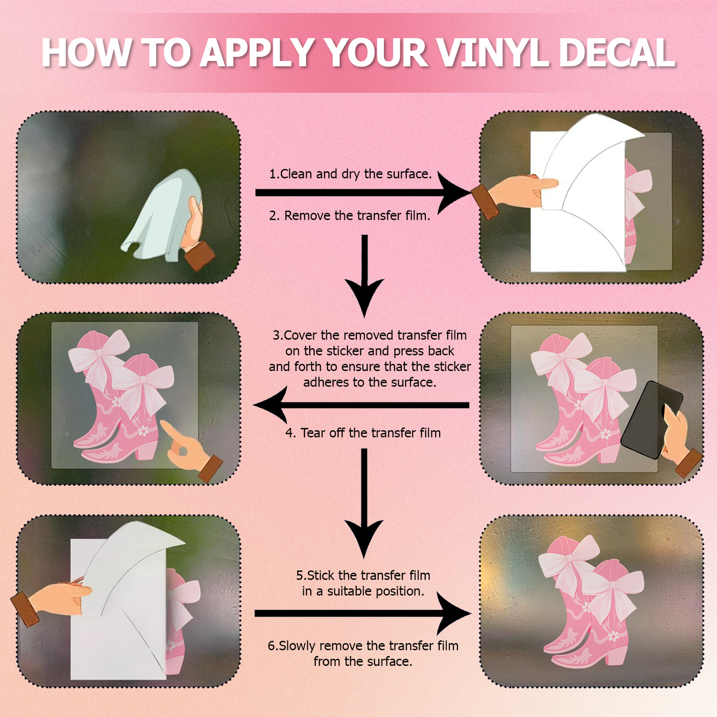 Flower Boots Car Decal — Cute Pink Bow Vinyl Sticker
