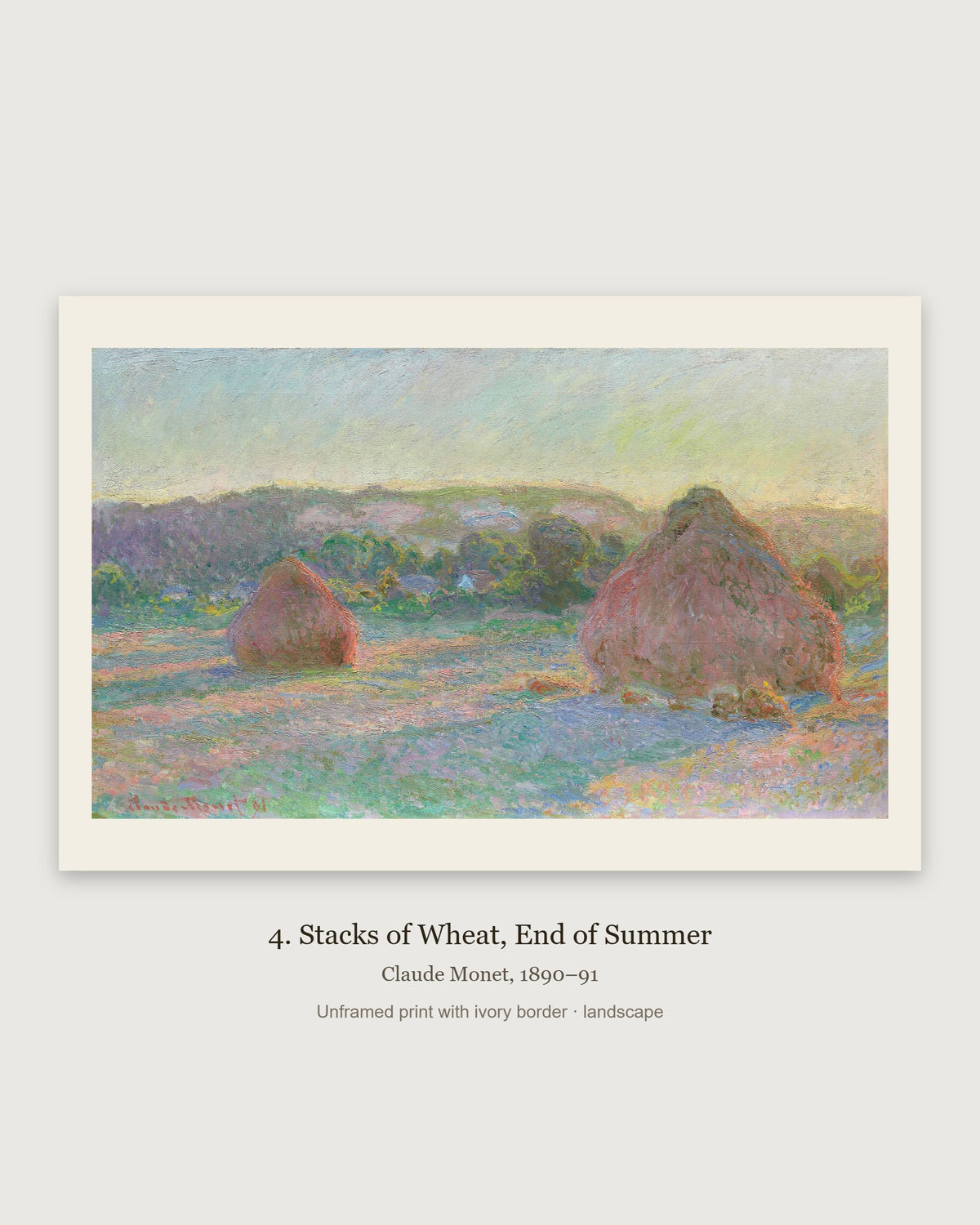Stacks of Wheat (End of Summer) by Claude Monet (1890-91) - print 4 of the set of 5
