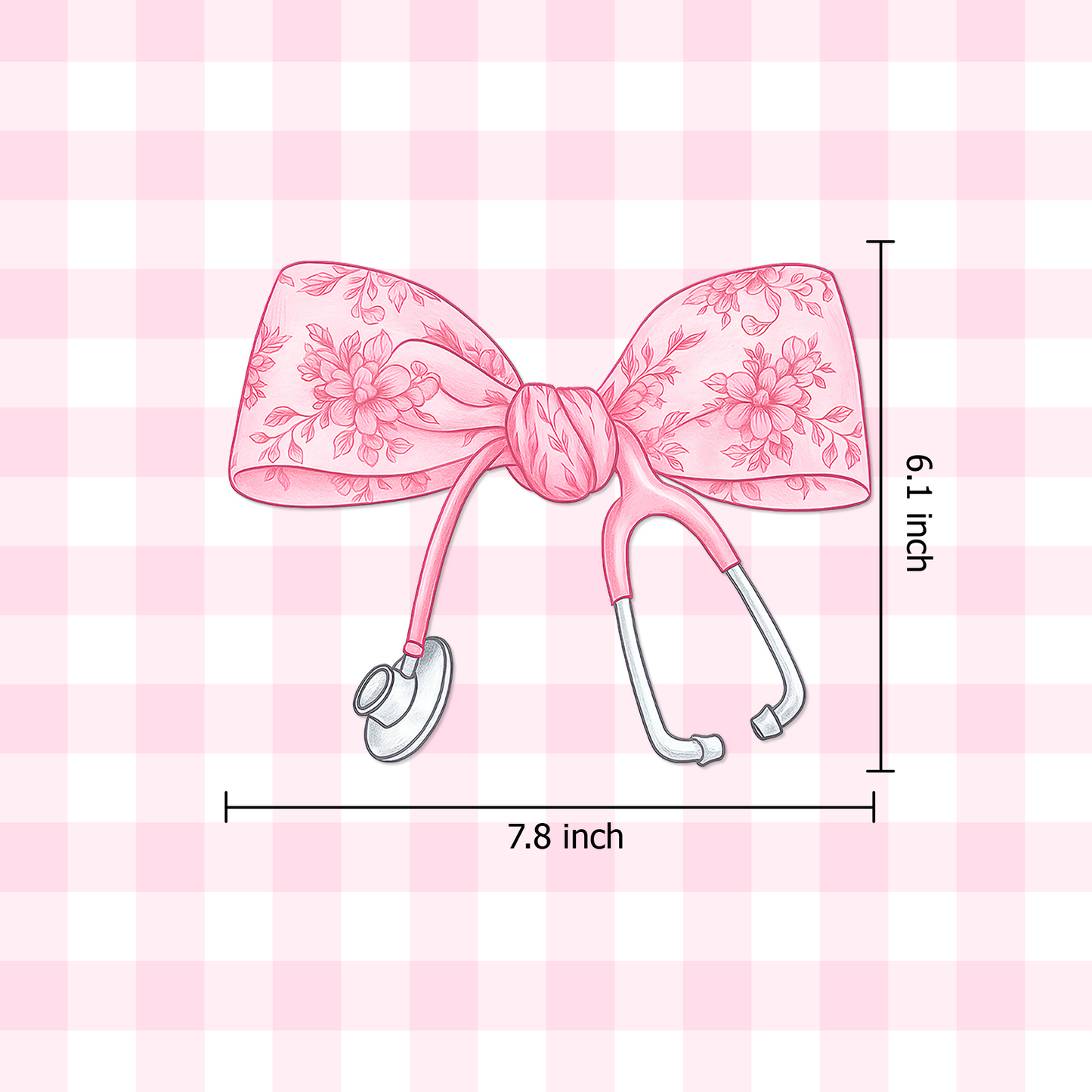 Nurse Bow Car Decal — Pink Girly Vinyl Sticker