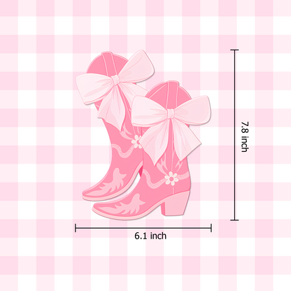 Flower Boots Car Decal — Cute Pink Bow Vinyl Sticker