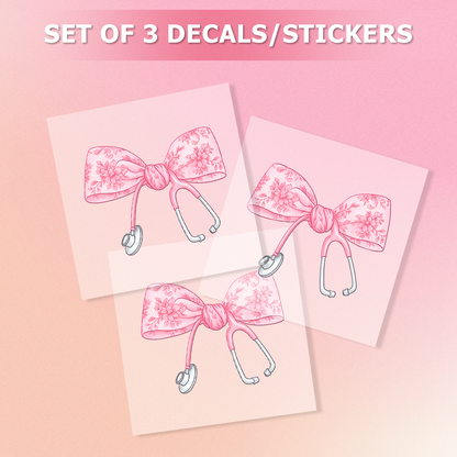 Nurse Bow Car Decal — Pink Girly Vinyl Sticker