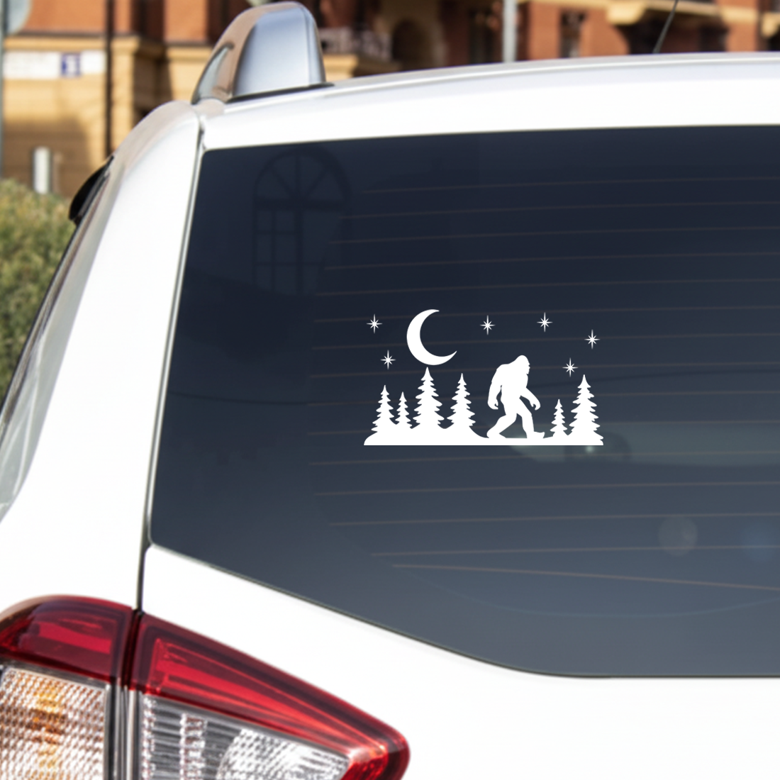 Bigfoot Forest Night Car Decal — Sasquatch Vinyl Sticker