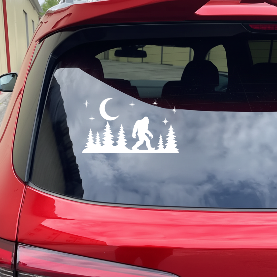 Bigfoot Forest Night Car Decal — Sasquatch Vinyl Sticker