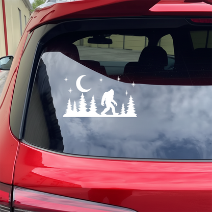 Bigfoot Forest Night Car Decal — Sasquatch Vinyl Sticker