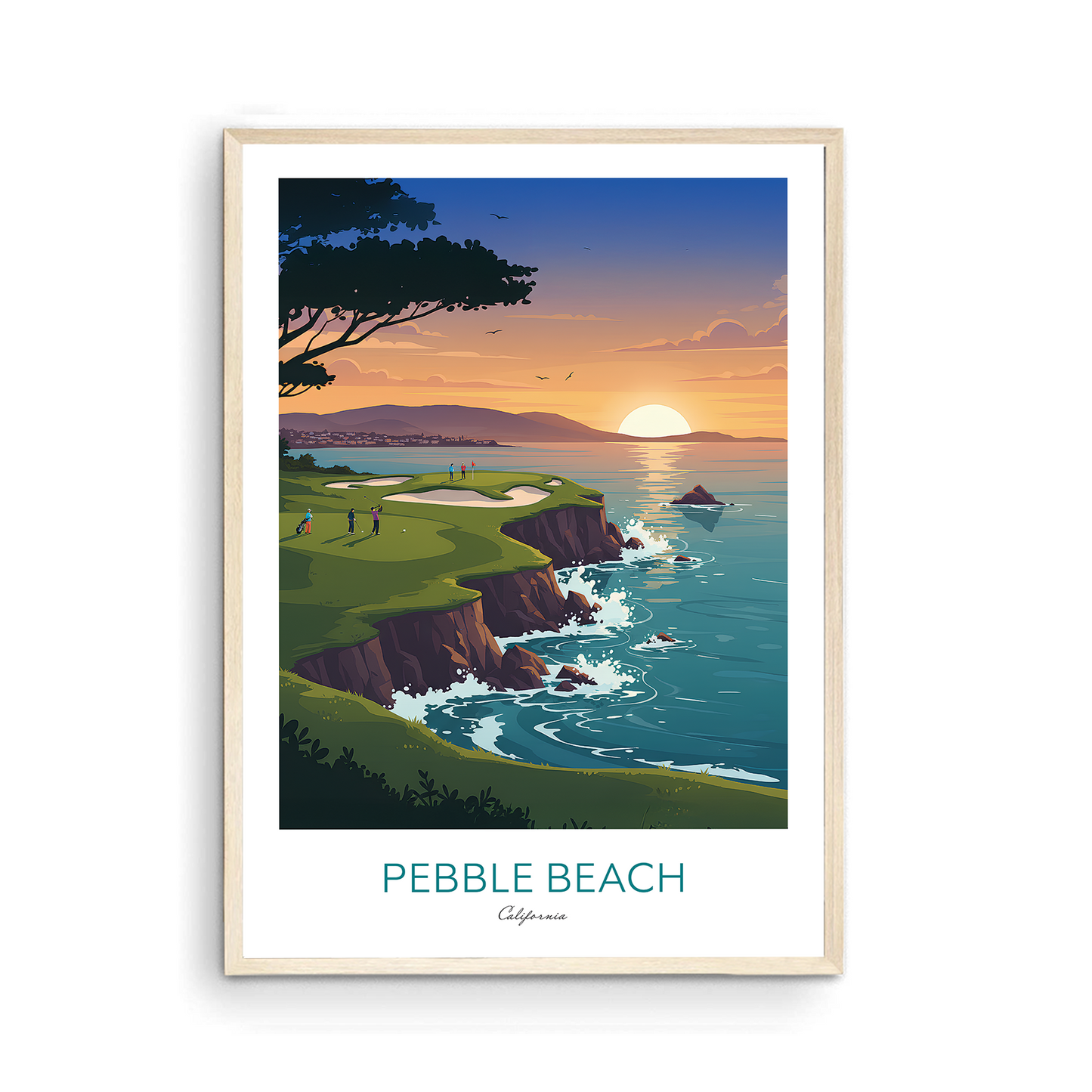 Pebble Beach Golf Course Print — California Coastal Wall Art (Unframed)