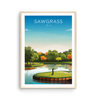 Sawgrass Golf Course Print — Florida Island Green Wall Art (Unframed)
