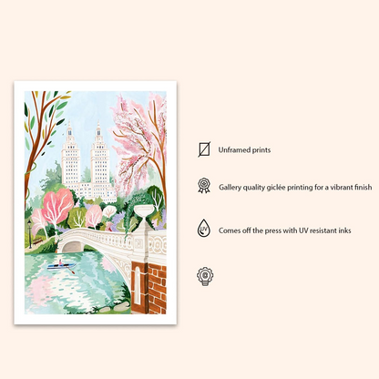 Central Park Wall Art Print, New York City Travel Poster, American Home Decor, Housewarming Gift, Unframed