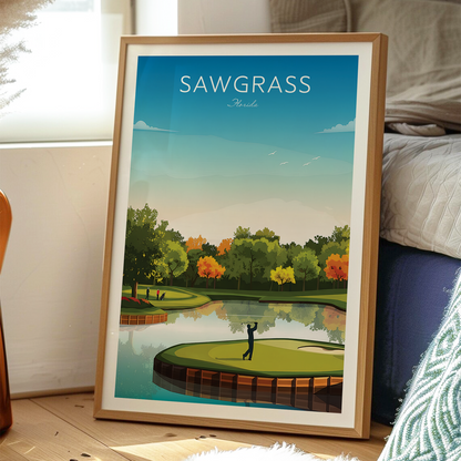 Sawgrass Golf Course Print — Florida Island Green Wall Art (Unframed)