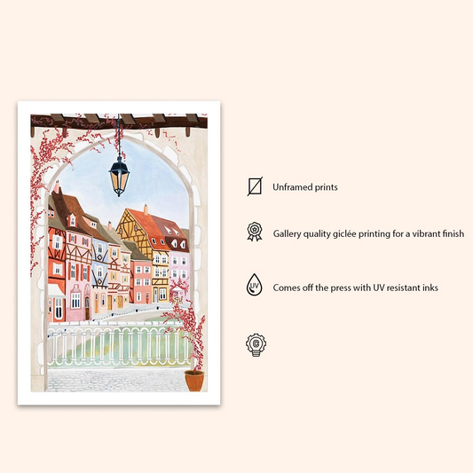 Colmar France Travel Art Print, European Village Wall Art Poster, Vintage French Town Decor, Home Decor Gift, Housewarming, Unframed