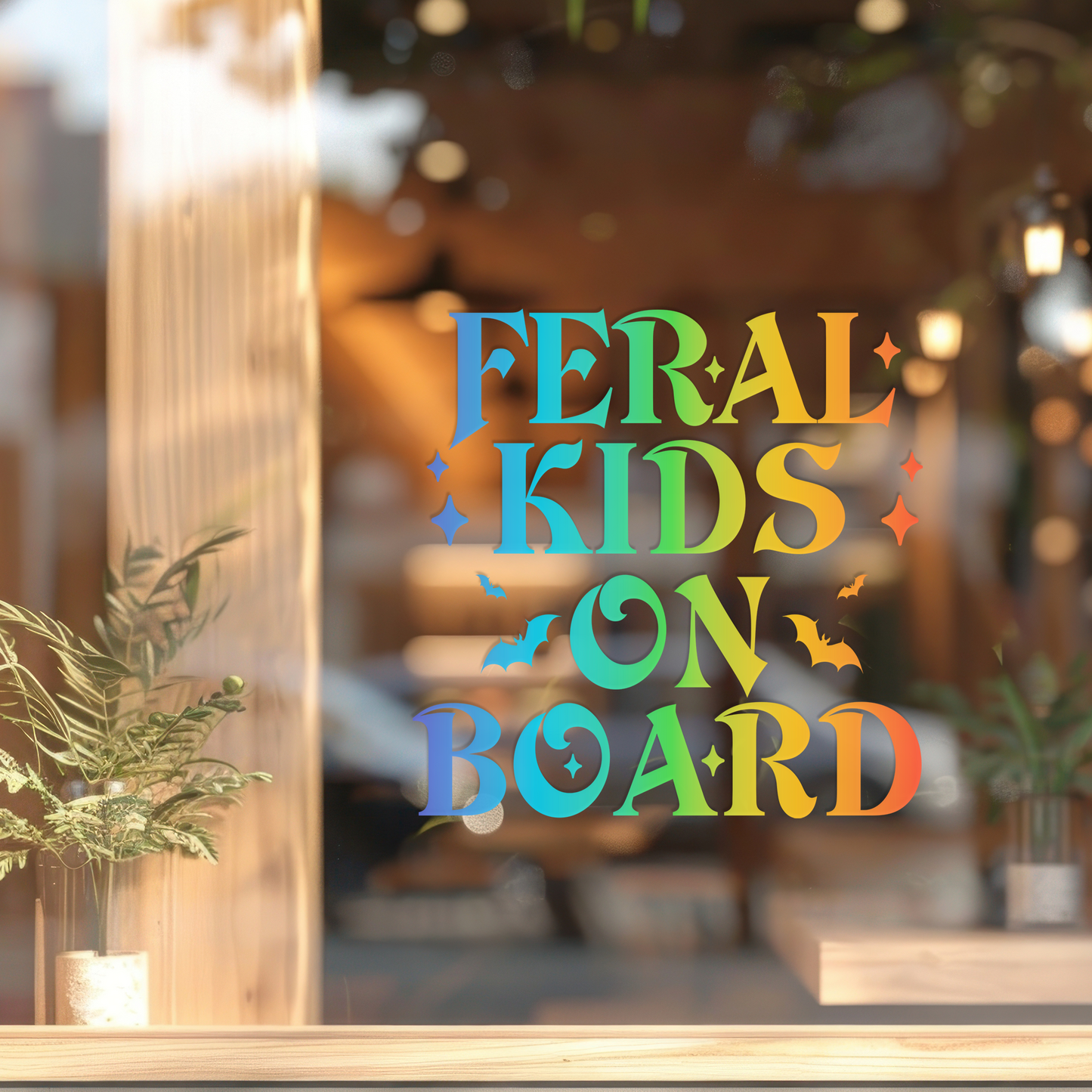 "Feral Kids on Board" Holographic Car Sticker