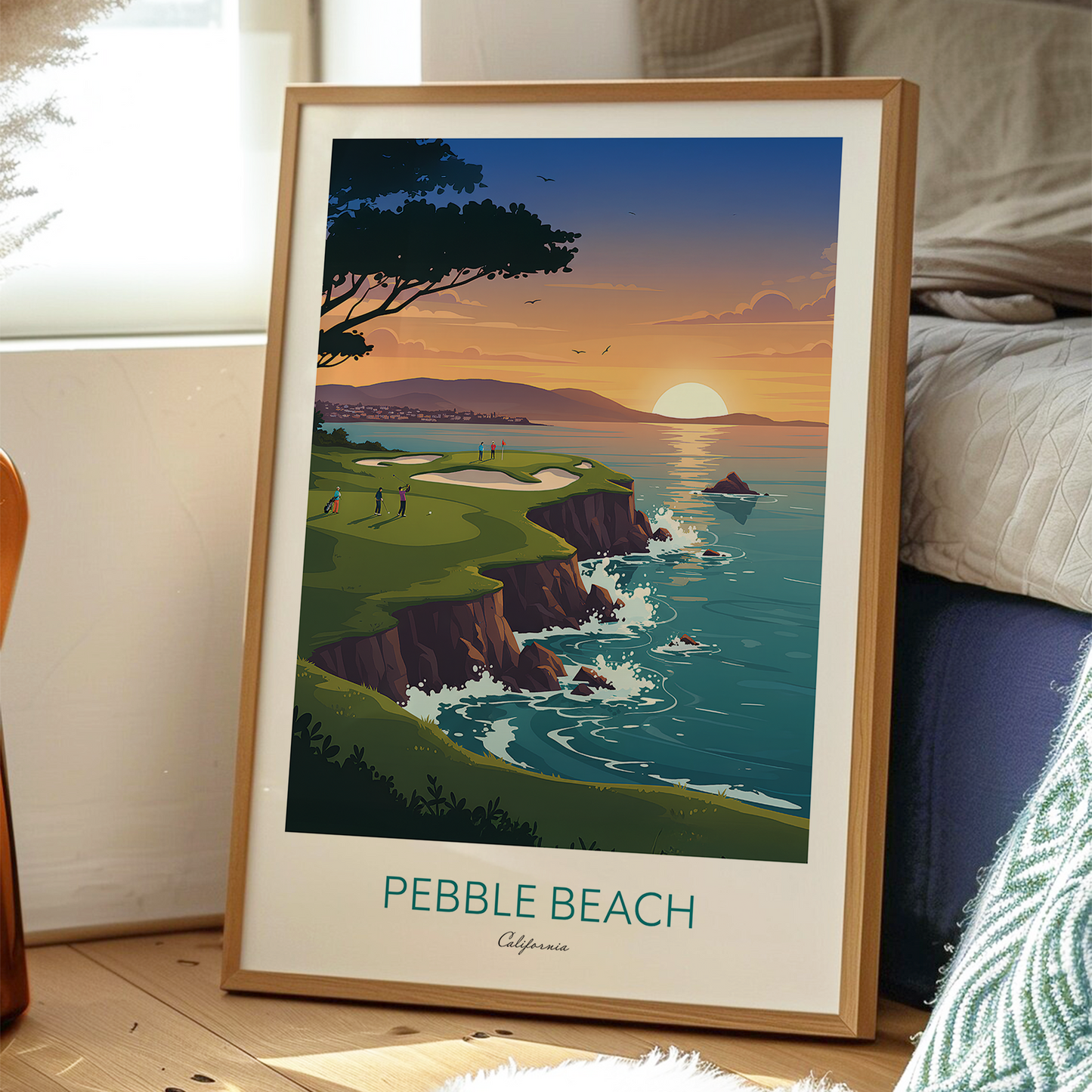 Pebble Beach Golf Course Print — California Coastal Wall Art (Unframed)