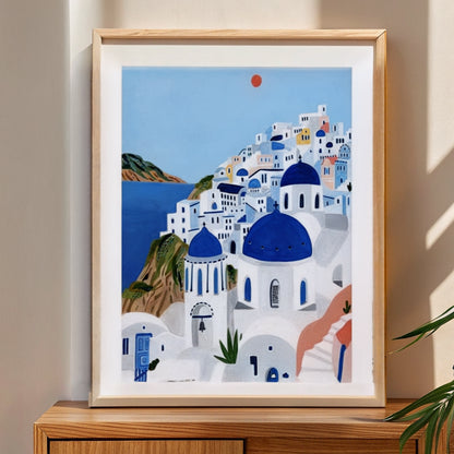 Close-up of the Santorini print showing the matte paper and white border