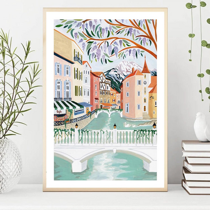 Annecy France Travel Art Print, European City Wall Art Poster, Vintage Home Decor, Unframed
