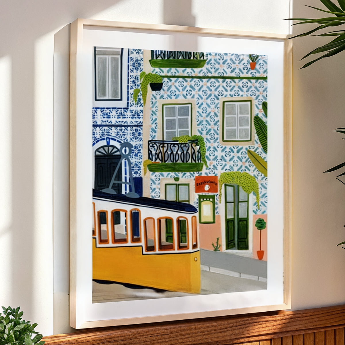 Close-up of the Lisbon print showing the matte paper and white border