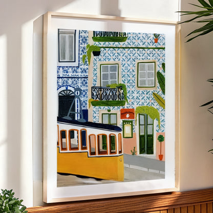 Close-up of the Lisbon print showing the matte paper and white border