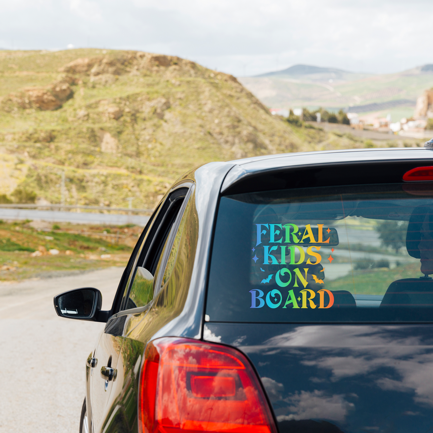 "Feral Kids on Board" Holographic Car Sticker