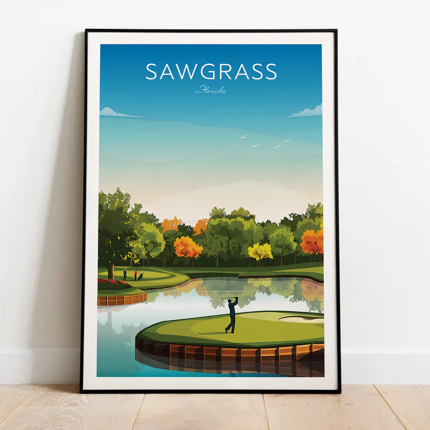Sawgrass Golf Course Print — Florida Island Green Wall Art (Unframed)
