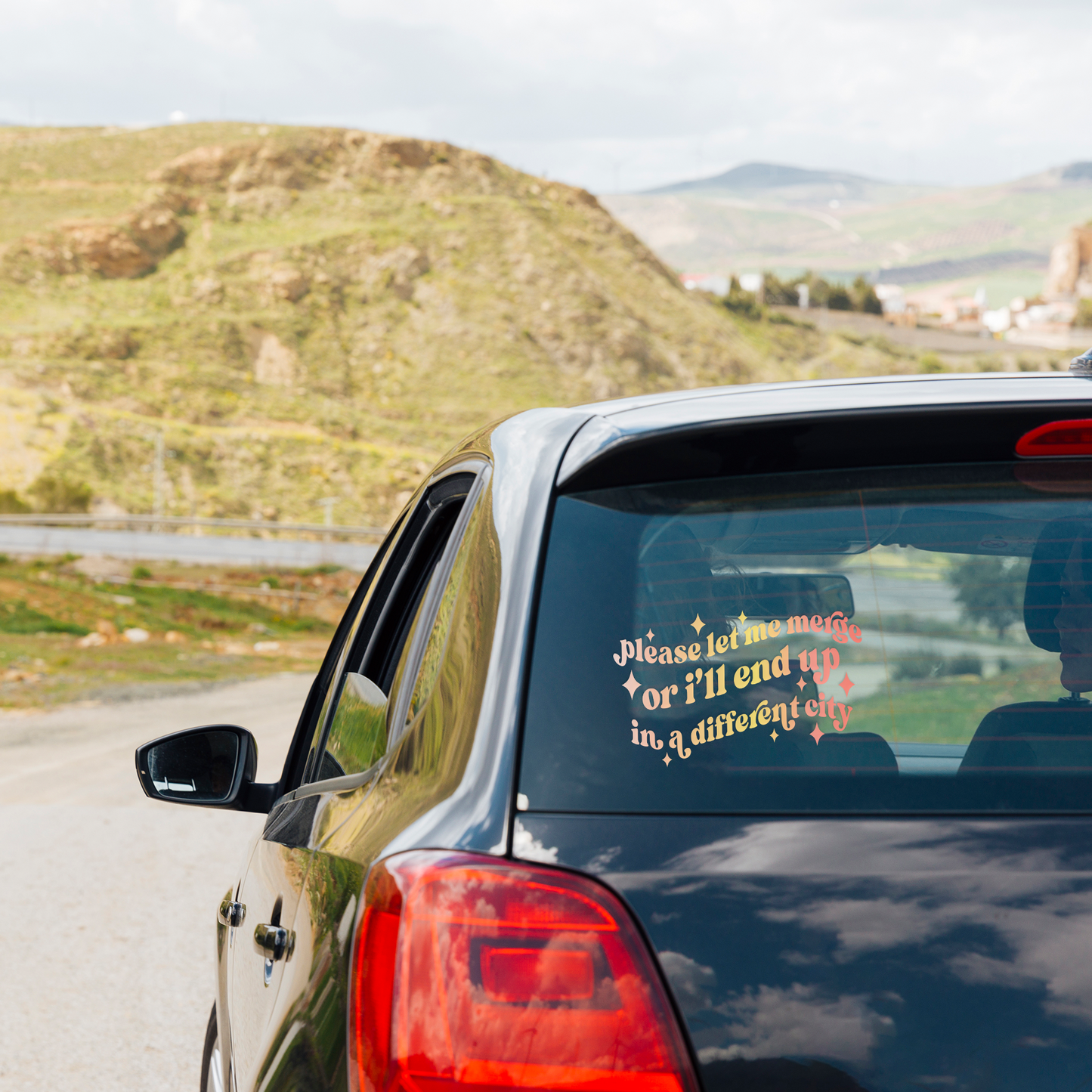 "Let Me Merge Or I'll End Up in a Different City" Car Sticker