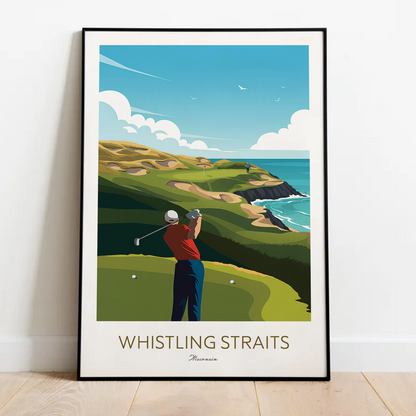 Whistling Straits Golf Course Print - Wisconsin Coastal Wall Art (Unframed)