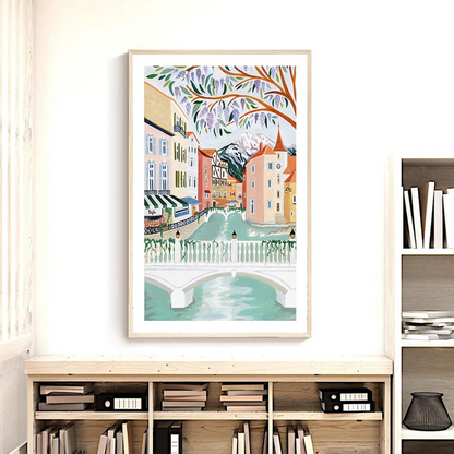 Annecy France Travel Art Print, European City Wall Art Poster, Vintage Home Decor, Unframed