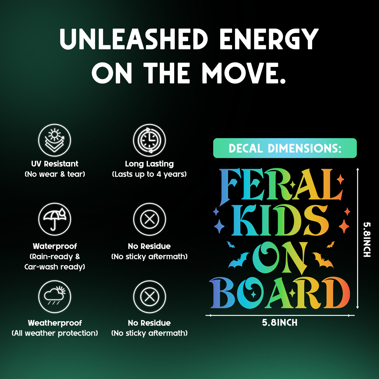 "Feral Kids on Board" Holographic Car Sticker