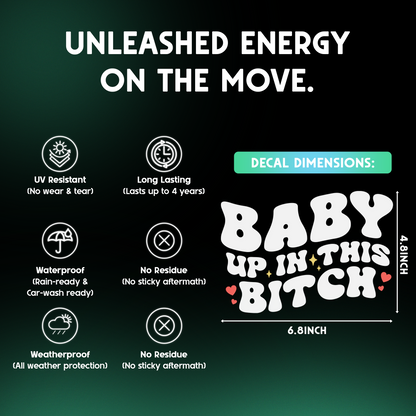 "Baby Up in This B*tch" Funny Car Sticker