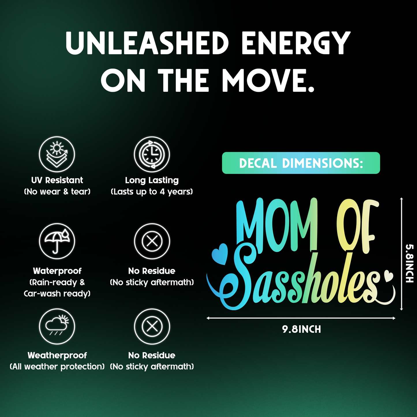"Mom of Sassholes" Holographic Car Sticker