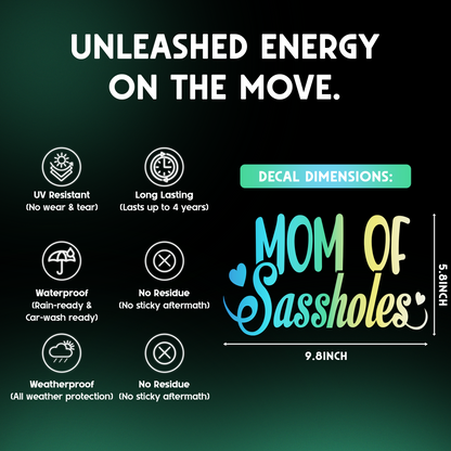 "Mom of Sassholes" Holographic Car Sticker