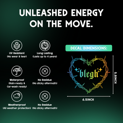 "Blegh" Holographic Car Sticker — Metalcore Vinyl Decal